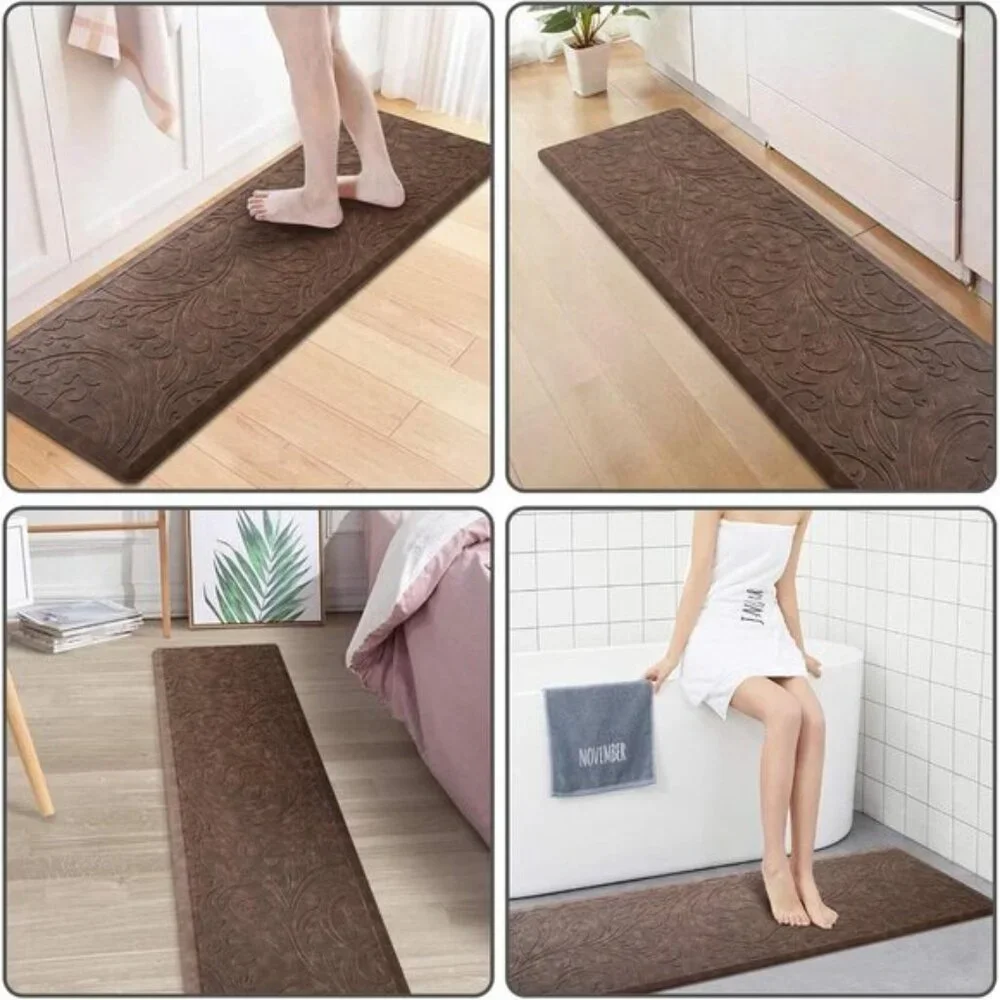 New 17.3 x 60In Cushioned Kitchen Mat, Anti-Fatigue Waterproof Non-Slip Rug